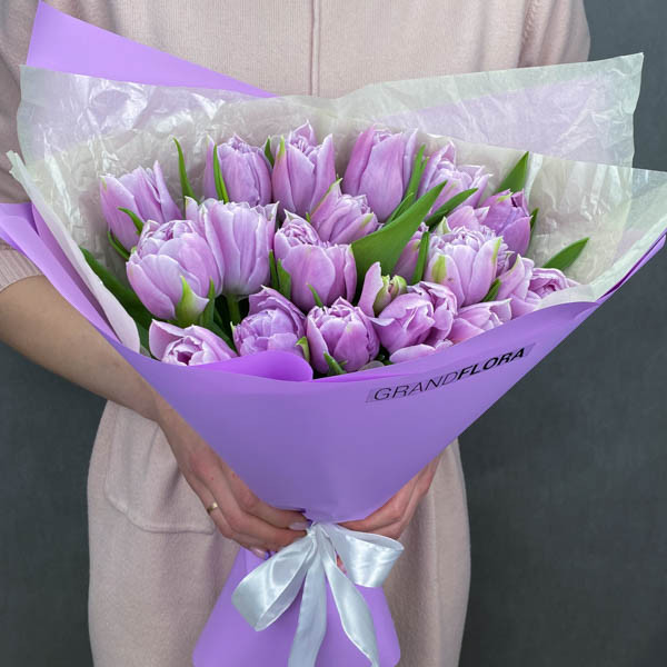 Лавандовое небо - букет из тюльпанов сиренево-фиолетового цвета